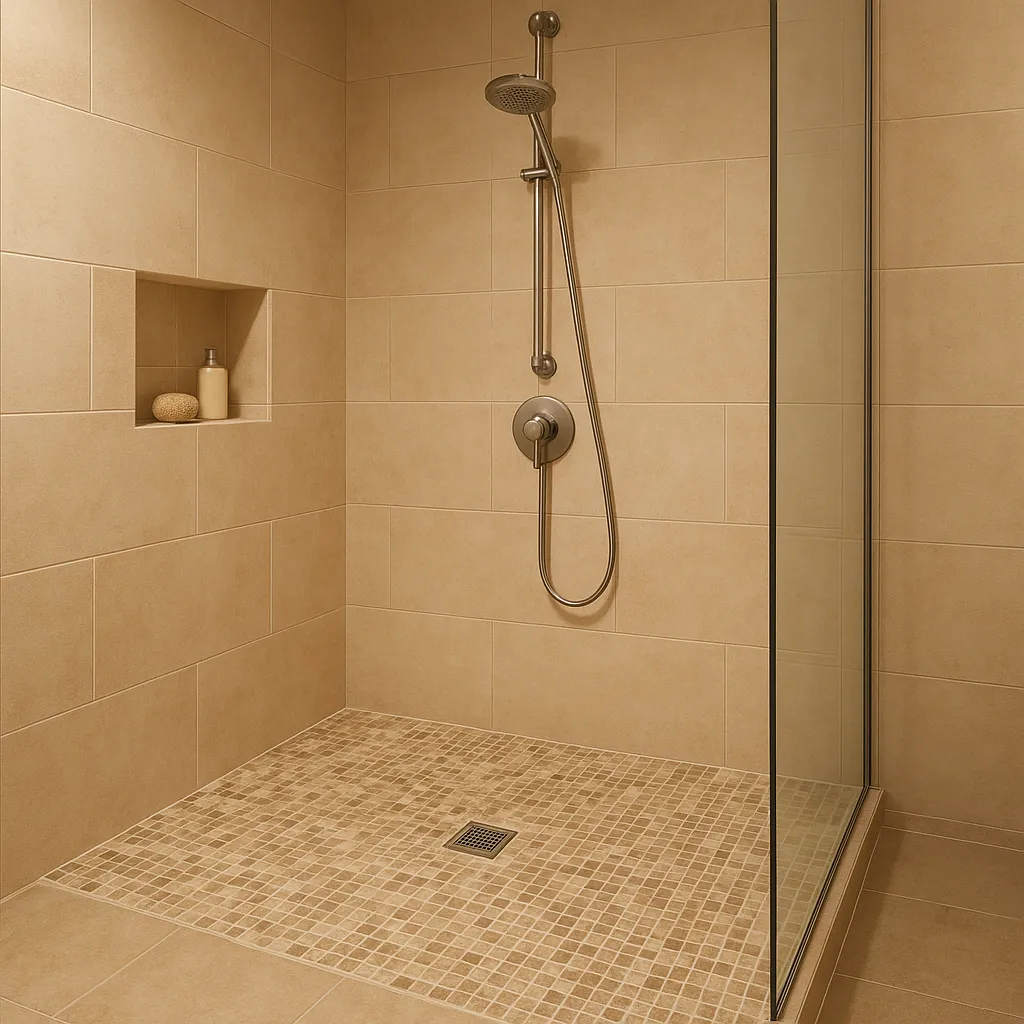 Carrelage salle de bain antidérapant : comment bien le choisir ? 3 Douche à l’italienne avec carrelage antidérapant pour salle de bain