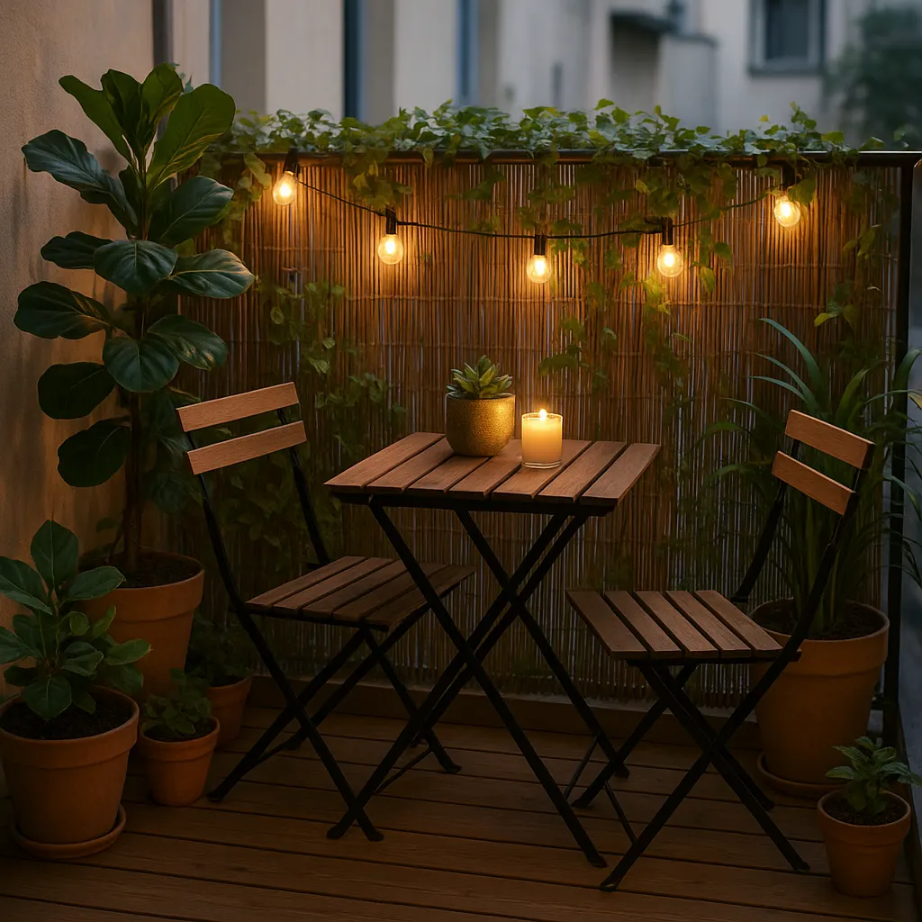 Petit balcon aménagé avec végétalisation et intimité